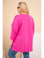 Dámska bavlnená mikina s fuksiovou potlačou v nadmernej veľkosti