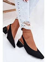 Materiálové dámské sandály na podpatku Černé Marcelle