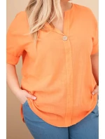 Dámska bavlnená blúzka nadmernej veľkosti s výstrihom na gombíky Orange