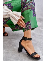 Błyszczące Sandałki Na Obcasie Czarne Maxim