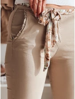 Dámske textilné nohavice s opaskom ROSSALI tmavo béžové FashionStreet UY2536 Dámske textilné nohavice s opaskom ROSSALI tmavo béžové FashionStreet UY2536