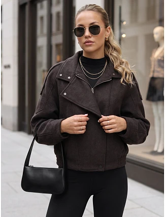 Krátky dámsky kabát z vlny, hnedý, FashionStreet TY6034