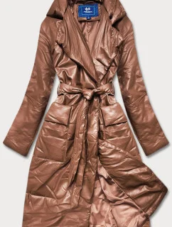 Hnedá oversize bunda z ekologickej kože (AG1-J9080)