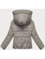 Obojstranná krátka bunda s kapucňou khaki-béžová (B8181-11046)