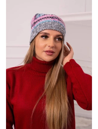 Fleecová čiapka Klaudia K255 ružová+tmavo šedá