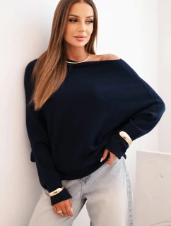 Dámsky viskózový asymetrický sveter bat blue