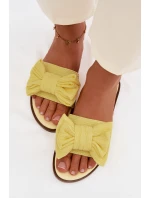 Dámské pantofle na nízkém podpatku s mašlí Žluté Amivelle