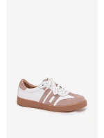 Skórzane Sneakersy Damskie Vinceza 79557 Biało-Beżowe