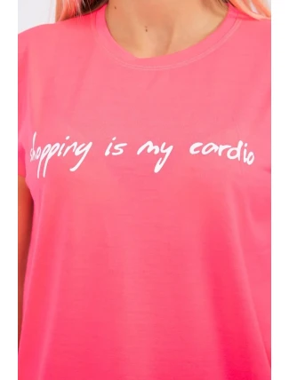 Nakupovanie je moja kardio blúzka ružová neónová