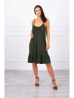 Šaty s tenkým pásikom khaki