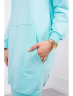 Šaty s kapucňou v mätovej farbe