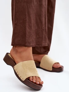 Dámské žabky se zlatými sponami Žluté Ferinna