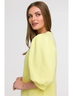 B291 Šaty áčkového strihu s rukávmi - citrón