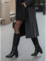Dámske čierne čižmy na podpätku FashionStreet ZY1213 Dámske čierne čižmy na podpätku FashionStreet ZY1213