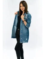 Dlhá svetlo modrá dámska džínsová oversize bunda (X-761) Dlhá svetlo modrá dámska džínsová oversize bunda (X-761)