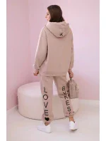 Bavlnená súprava s potlačou svetlo béžovej farby