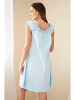 Dámske bavlnené šaty s volánovým výstrihom a volánom modrej farby Dámske bavlnené šaty s volánovým výstrihom a volánom modrej farby