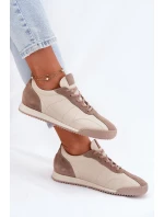 Skórzane Buty Sportowe Damskie Laura Messi 2935 Beżowe