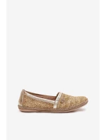 Elegantné kožené espadrilky s úpletom béžovo-zlaté Zazoo 10178 Elegantné kožené espadrilky s úpletom béžovo-zlaté Zazoo 10178