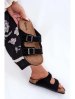 Zamszowe Klapki Damskie Z Klamrami Big Star RR274A390 Czarne