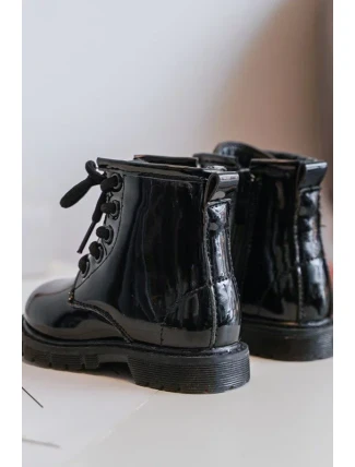 Dětské lakované kotníkové boty na zip, Black Tibbie Dětské lakované kotníkové boty na zip, Black Tibbie