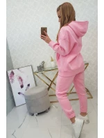Zateplený set s mikinou s kapucňou svetlo ružový