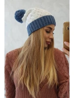 Fleecová čiapka Bibiana K264 denim+white