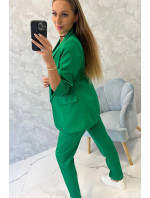 Elegantný set saka a nohavíc v zelenej farbe