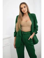 Elegantný set saka a nohavíc v zelenej farbe