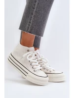 Trampki Damskie Na Platformie Białe Aineri