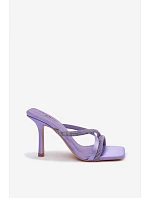 Dámské lodičky na podpatku s pásky a kamínky fialové Karima