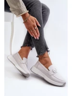 Dámske kožené mokasíny na platforme svetlo šedé S.Barski Dámske kožené mokasíny na platforme svetlo šedé S.Barski