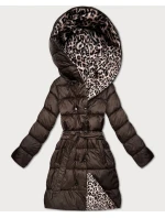 Obojstranná zimná bunda plus size chocolate/panther (M6-6008-103)