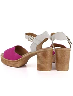 Ružovo-béžové kožené sandále na podpätku Vinceza 26-66943