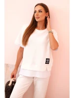 Dámsky maslový set s krátkymi rukávmi a nohavicami v odtieni ecru