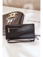 Duży Portfel Damski Z Tłoczeniem Eko Skóra Czarne Martiel