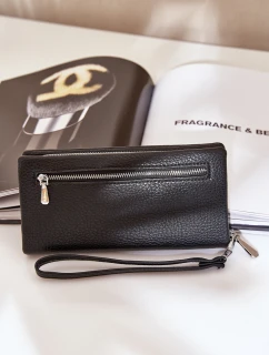 Duży Portfel Damski Z Tłoczeniem Eko Skóra Czarne Martiel