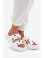 Piankowe Klapki Damskie Z Przypinkami Białe Ravanala