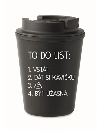 TO DO LIST: BE AMAZING - čierny termohrnček 300 ml