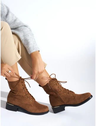 Exkluzívne hnedé dámske členkové topánky na širokom podpätku Exkluzívne hnedé dámske členkové topánky na širokom podpätku