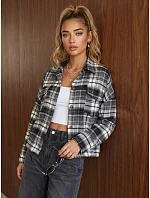 Dámska flanelová košeľa s kockovaným vzorom, sivá, FashionStreet DY0497
