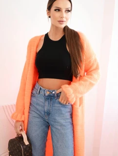 Dámsky sveter s vlnou vo farebných pruhoch ružovej farby