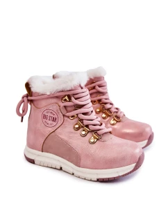 Dziecięce Ocieplane Botki Na Suwak Big Star KK374177 Różowe