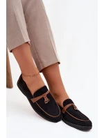 Mokasyny Loafersy Damské Z Eko Semiš Černé Darwen