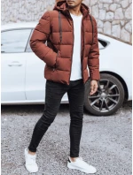 Pánska prešívaná zimná bunda s kapucňou FashionStreet brick TX5062