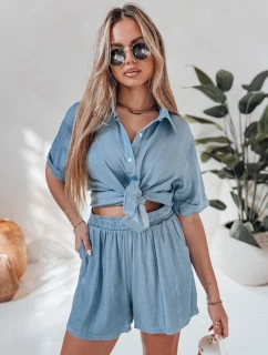 Dámsky plátenný set oversize LINEN LOVE light blue FashionStreet AY1139