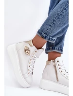 Trampki Damskie Wysokie Na Suwak Lemar Białe Katerin