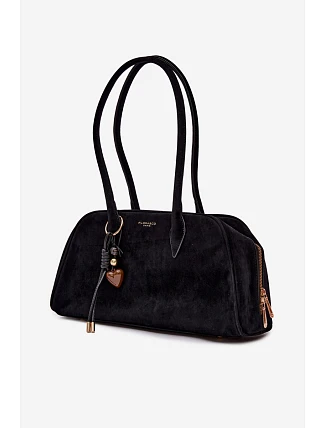 Eko semišová kabelka s přívěskem Černá Noelia