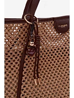 Pletená taška typu shopper s přívěskem Velká hnědá Mella