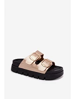 Dámské platformové nazouváky s přezkami Lee Cooper LCW-26-35-4462L Zlaté